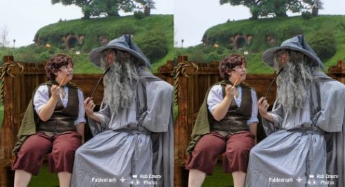 Frodo and Gandalf on a cart